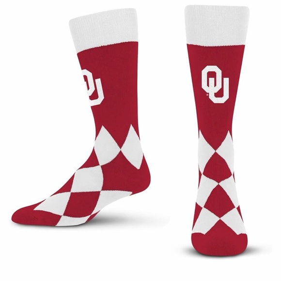 Other - OU Argyle Crew Socks - Red and White